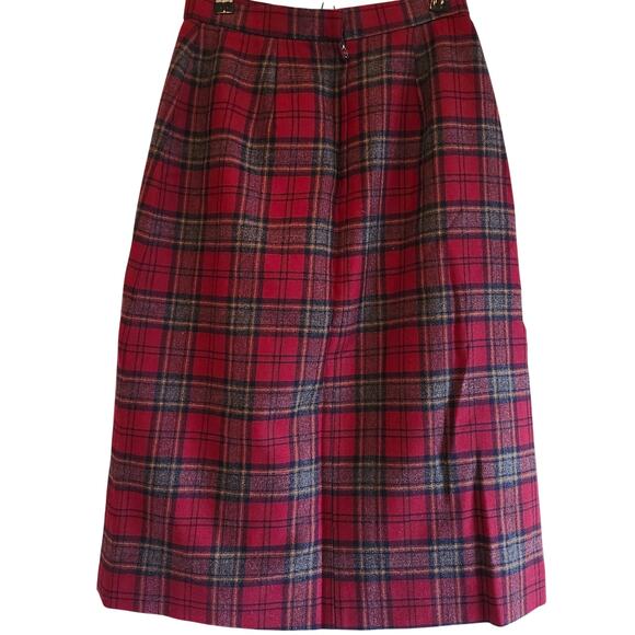 Abington Square Plaid Wool Midi Skirt Size 2 - Picture 2 of 8